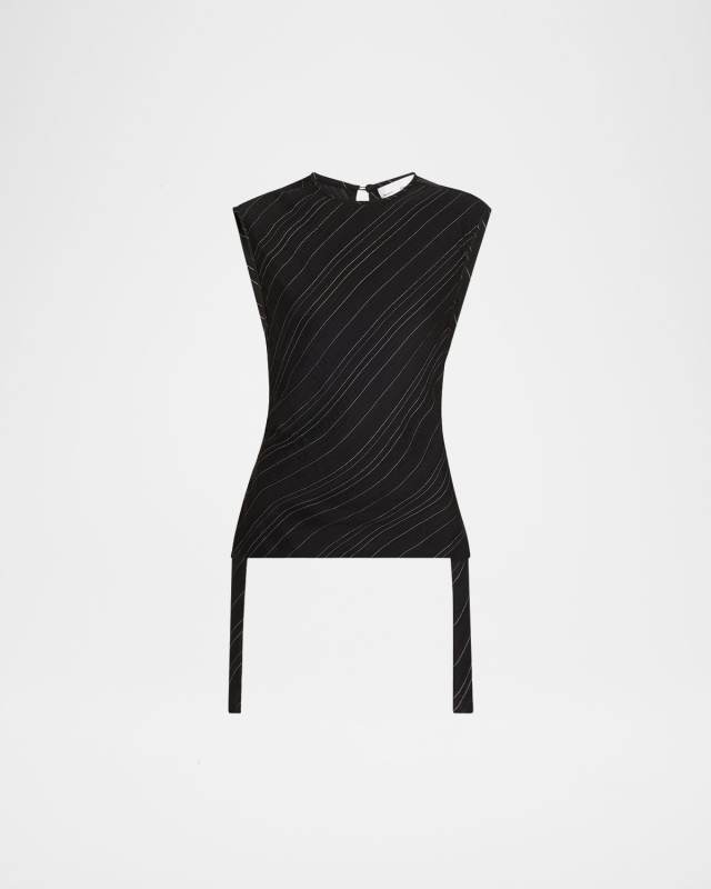 Trina Woven Stripe Tie Top